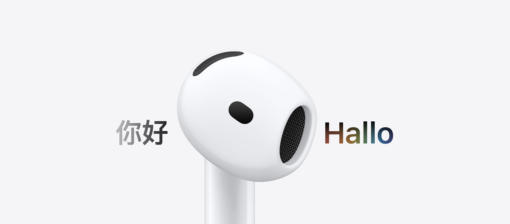 AirPods 5 In-Ear Kopfhörer, Live Über setzung ändert Zeichen von einer anderen Sprache zu Englisch „Hello“