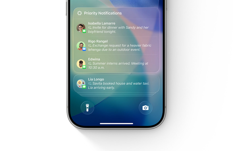 Das iPhone mit dem aktivierten Fokus für Mitteilungen reduzieren zeigt eine Mitteilung, die als „Möglicherweise wichtig“ markiert wurde.