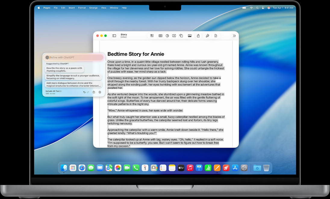 Das Feature „Verfassen“ in den Schreibtools auf einem MacBook