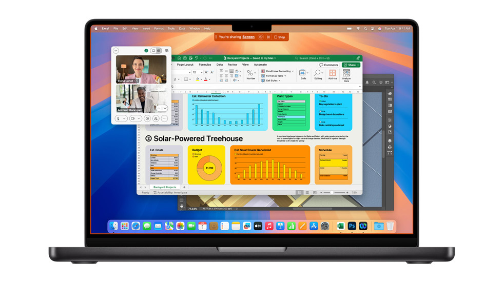 En Mac-skærm med flere åbne apps, bl.a. Zoom og Excel.