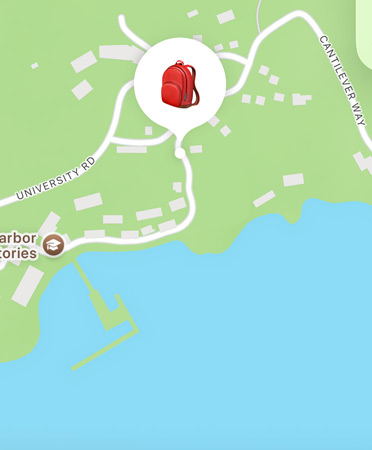 Funktionen Find via satellit, der viser en persons placering på et bjerg