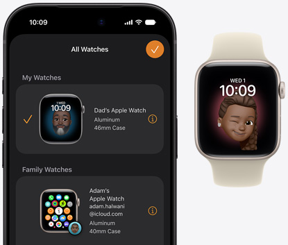 iPhone 18 Pro, Watch app, paired Apple Watch SE 3, aluminum case, starlight color, Memoji face, Sport Band, sand color (pale tan)