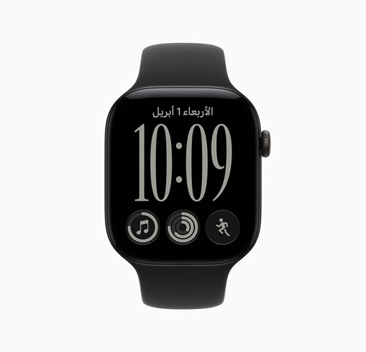 Apple Watch Series 12، من باللون الأسود اللامع، الجانب الخارجي