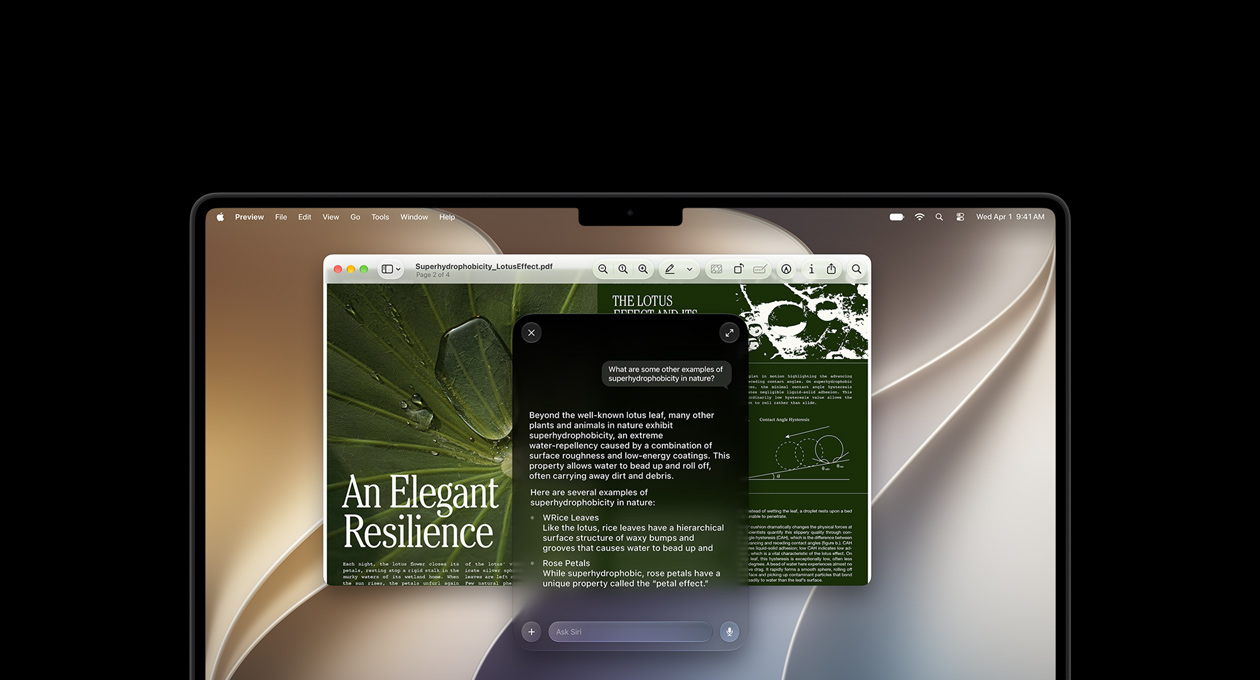 iPhone 18 Pro w kolorze burgunda, na ekranie widać prośbę do Siri o treści: Napisz mejla do Eltona z listą sobót w listopadzie, w których mam czas od 12:00 do 15:00, żeby przynieść przekąski. Dołącz propozycje przekąsek bezglutenowych