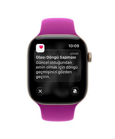 Apple Watch Series 12, alüminyum kasa, uçuk altın rengi, olası döngü sapması bildirimi, Spor Kordon, macenta renk