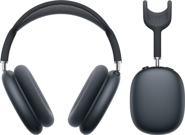 午夜色 AirPods Max 2 耳機的正面外觀和側面輪廓