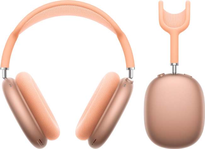橙色 AirPods Max 2 耳機的正面外觀和側面輪廓