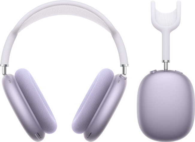 紫色 AirPods Max 2 耳機的正面外觀和側面輪廓