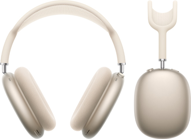 星光色 AirPods Max 2 耳機的正面外觀和側面輪廓