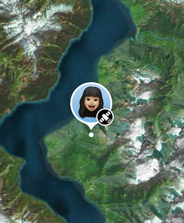 Das Feature „Wo ist?“ über Satellit wird verwendet und zeigt den Standort einer Person auf einem Berg