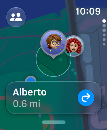 Screen showing the FindMy app to get the location of a person.